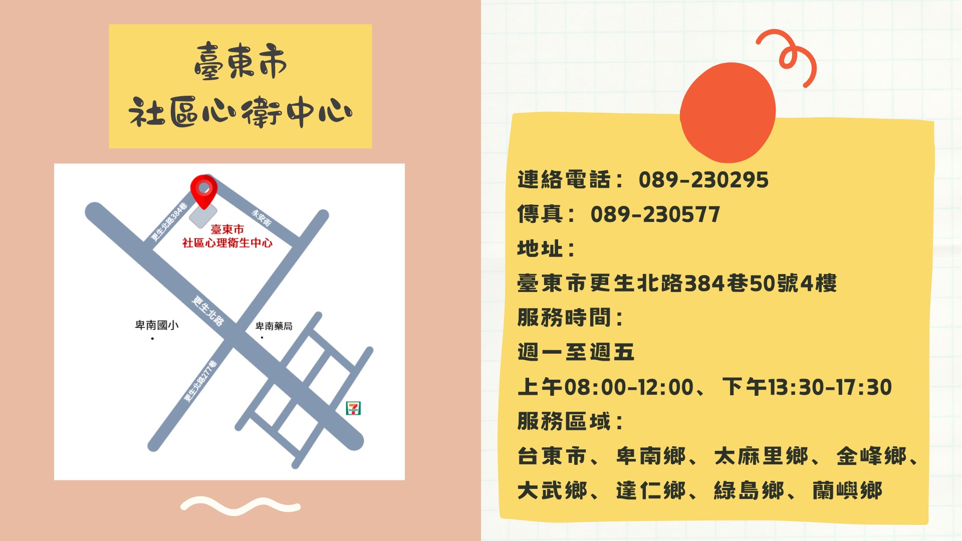 您知道！臺東有社區心理衛生中心嗎？
